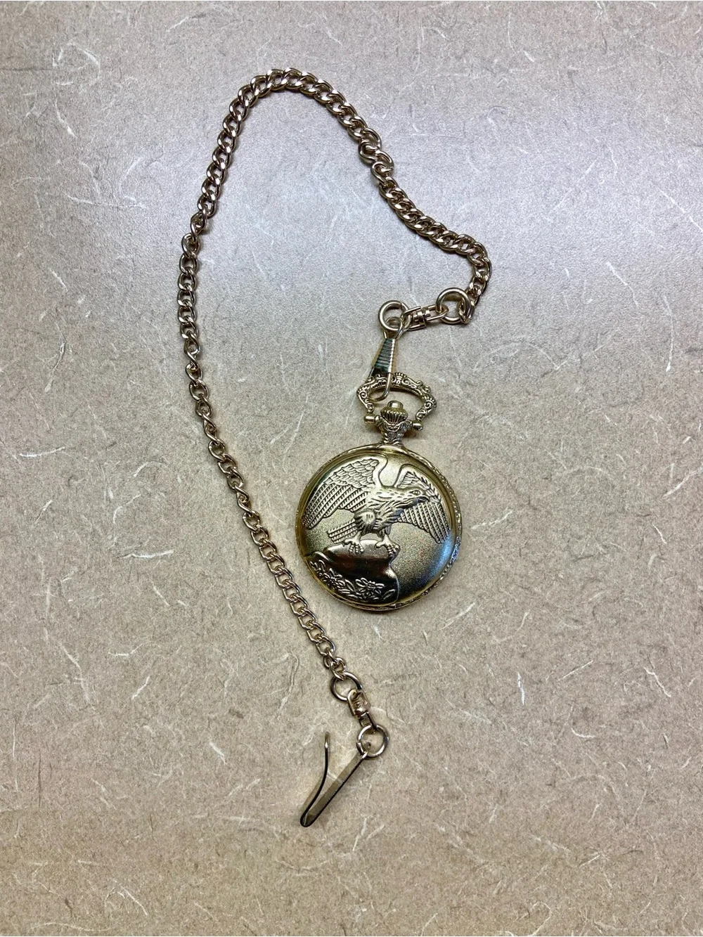 Gold-Tone Eagle Pocket Watch Pendant Necklace